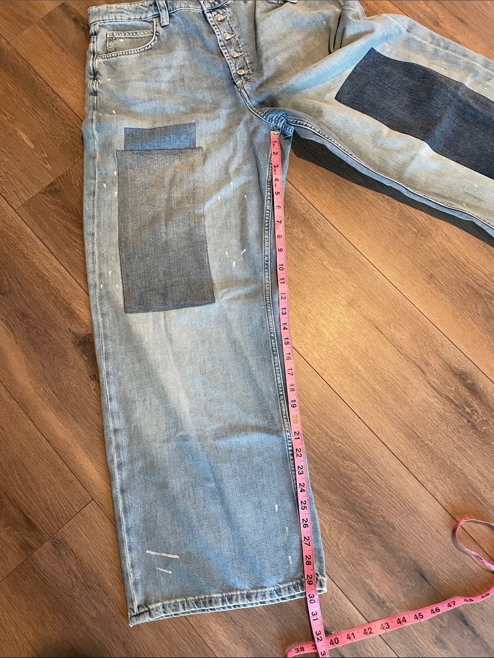 Free People Nia Patchwork Boyfriend Jeans- size 32 - Picture 8 of 10